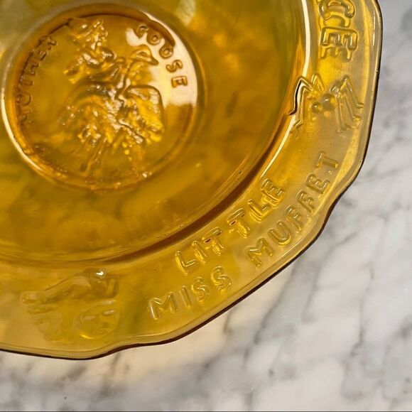 Tiara Glass Amber Mother Goose Nursery Rhyme Bowl - Picture 5 of 7